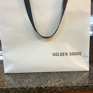 Golden Goose White shopping Bag with Black Handles